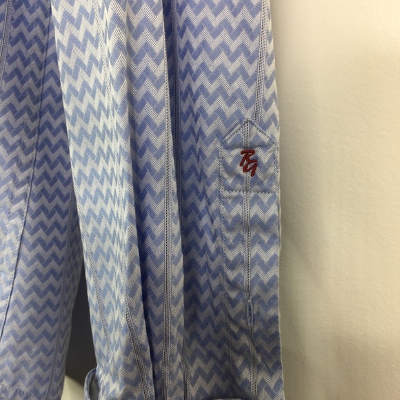 Robert Graham Shirt Blue White Chevron French Cuff Size Extra Large - Picture 5 of 10